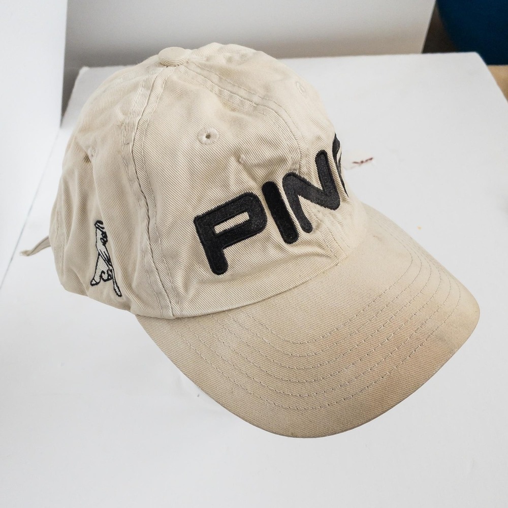 PING Golf Hat Cap Strap Back Mens Beige G2 Embroidered‎ Classic Lightweight